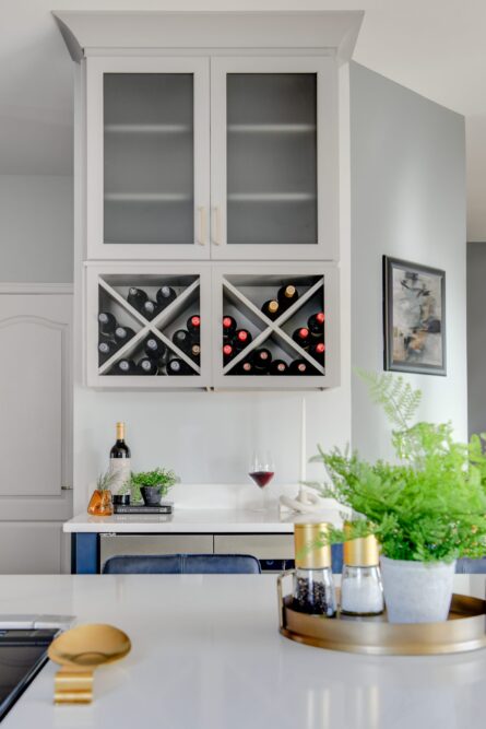Photo of a kitchen design project in Ashburn VA featuring a customized wine storage solution