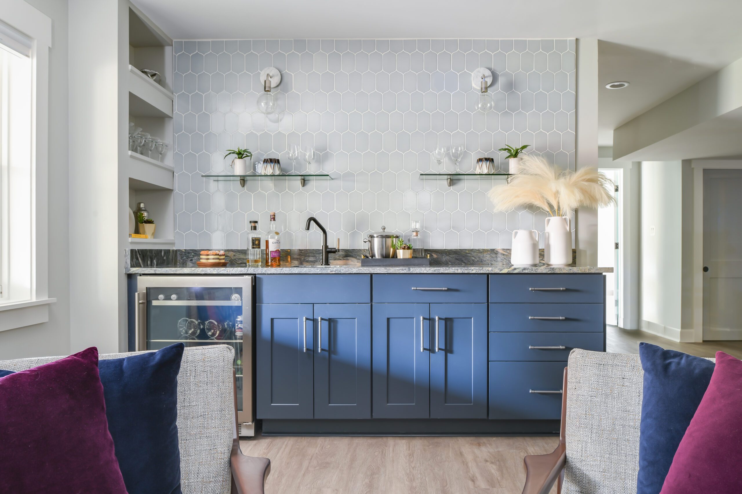 Photo of the basement bar which was part of the home design project