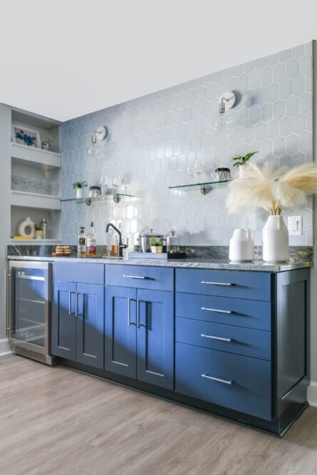 Photo of the basement bar which was part of the home design project